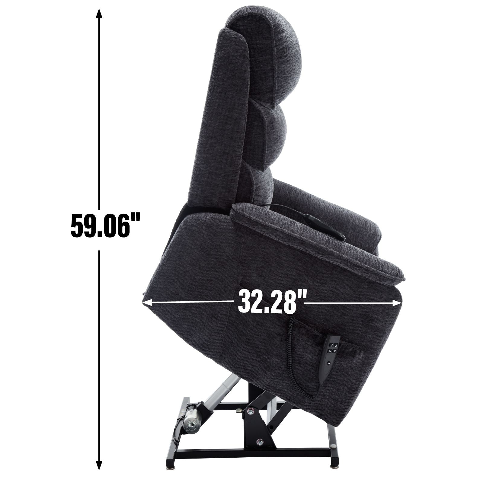 Grey Chenille Dual Motor Infinite Position Up to 350 LBS Power Lift Recliner Chair with Power - Remote, Heat Massage and Heavy Duty Motion Mechanism - 7DAY'S