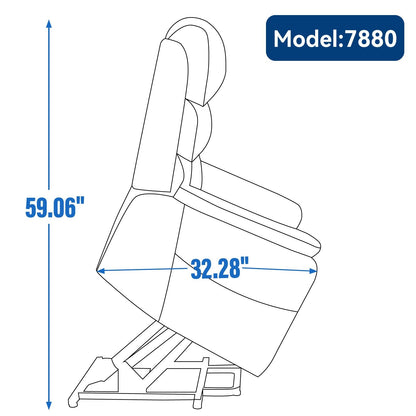Grey Chenille Dual Motor Infinite Position Up to 350 LBS Power Lift Recliner Chair with Power - Remote, Heat Massage and Heavy Duty Motion Mechanism - 7DAY'S