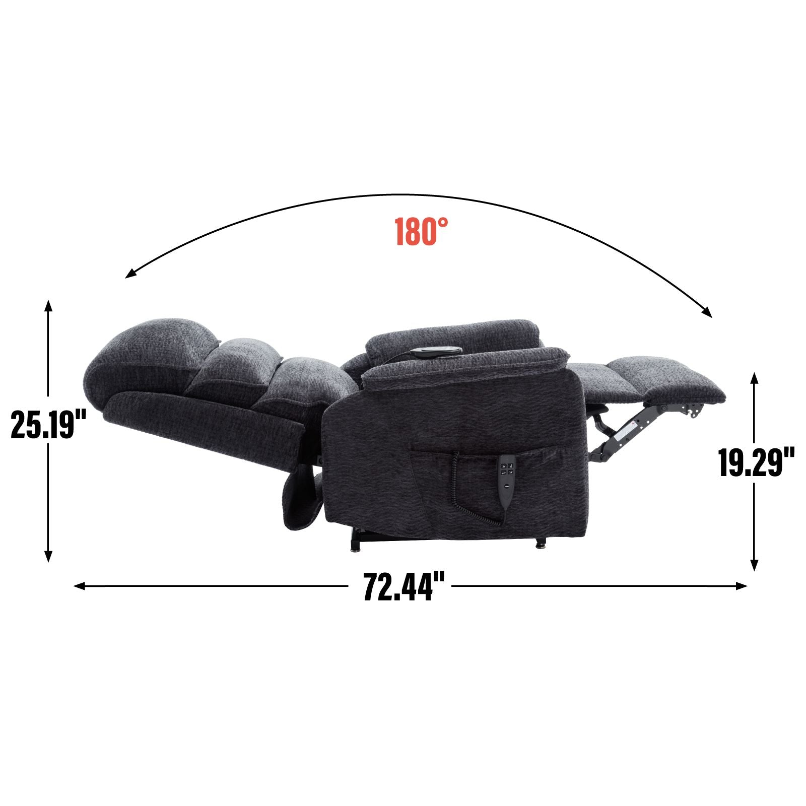 Grey Chenille Dual Motor Infinite Position Up to 350 LBS Power Lift Recliner Chair with Power - Remote, Heat Massage and Heavy Duty Motion Mechanism - 7DAY'S