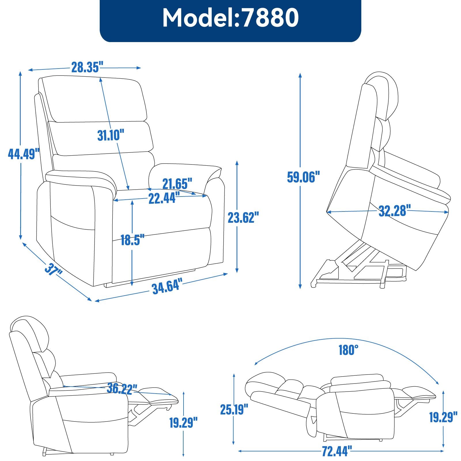 Grey Chenille Dual Motor Infinite Position Up to 350 LBS Power Lift Recliner Chair with Power - Remote, Heat Massage and Heavy Duty Motion Mechanism - 7DAY'S