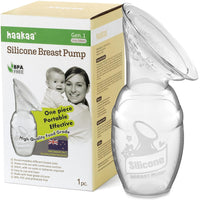 haakaa Manual Breast Pump for Breastfeeding, Silicone, Clear 4oz/100ml - 7DAY'S