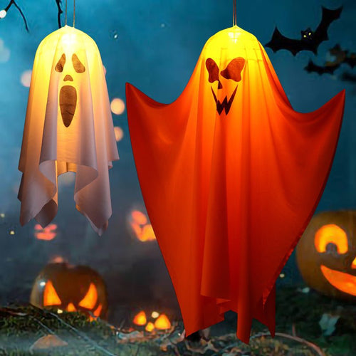 Halloween Decorations Outdoor Decor Hanging Lighted Glowing Ghost Witch Hat Halloween Decorations Indoor Outside Ornaments Clearance Halloween Party Lights String for Yard Tree Garden - 7DAY'S