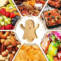 Halloween Ghost Wood Pan Plates Fruit Dishes Decorative Tray Dishes Funny Bamboo Wood Cheese Platter Tray For Candy Cookie Kitchen Gadgets - 7DAY'S