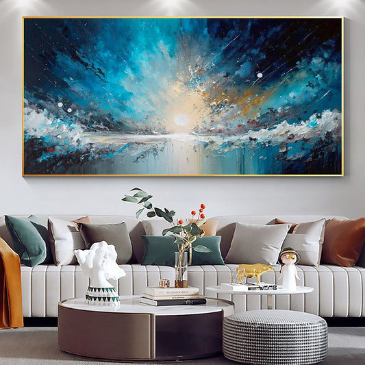 Handmade Oil Painting Nebula oil Painting On Canvas Original Abstract Colorful Starry Painting Textured Cloud Art Custom Large Wall Art Living room Wall Decor - 7DAY'S