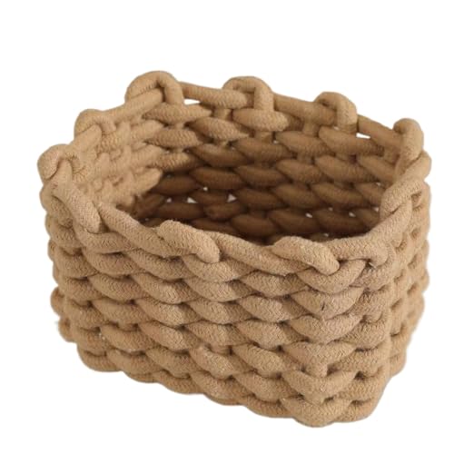 Handmade Woven Storage Basket - Portable Desktop Organizer for Cosmetics, Toiletries, Home Decor | Rattan Basket for Living Room, Bedroom, Bathroom（Super good qualiey） (White) - 7DAY'S
