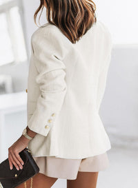Happy Sailed Womens Tweed Blazers Casual Long Sleeve Double Breasted Open Front Blazer Jackets Work Suits - 7DAY'S