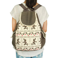 [Happy Trip] Fabric Art School Backpack Outdoor Daypack - 7DAY'S