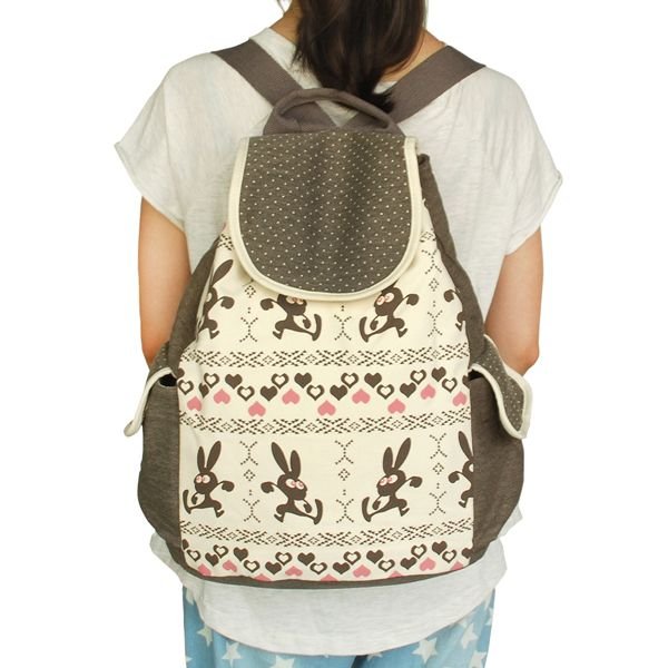 [Happy Trip] Fabric Art School Backpack Outdoor Daypack - 7DAY'S