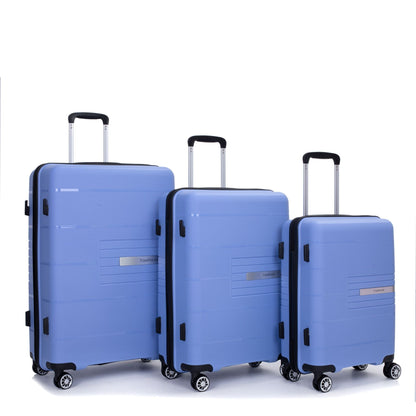 Hardshell Suitcase Double Spinner Wheels PP Luggage Sets Lightweight Durable Suitcase with TSA Lock,3 - Piece Set (20/24/28) , Purplish Blue - 7DAY'S