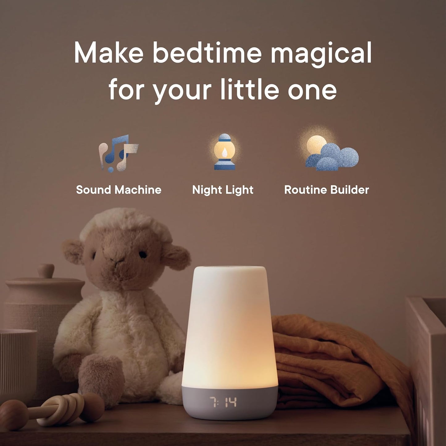 Hatch Rest Baby Sound Machine, Night Light | 2nd Gen | Registry Essential, Sleep Trainer, Routine Builder, Time - to - Rise Alarm Clock, White Noise Soother, Nursery Stories, Toddler Kids Bedroom (Wi - Fi) - 7DAY'S