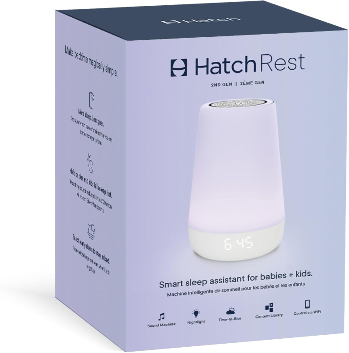 Hatch Rest Baby Sound Machine, Night Light | 2nd Gen | Registry Essential, Sleep Trainer, Routine Builder, Time - to - Rise Alarm Clock, White Noise Soother, Nursery Stories, Toddler Kids Bedroom (Wi - Fi) - 7DAY'S