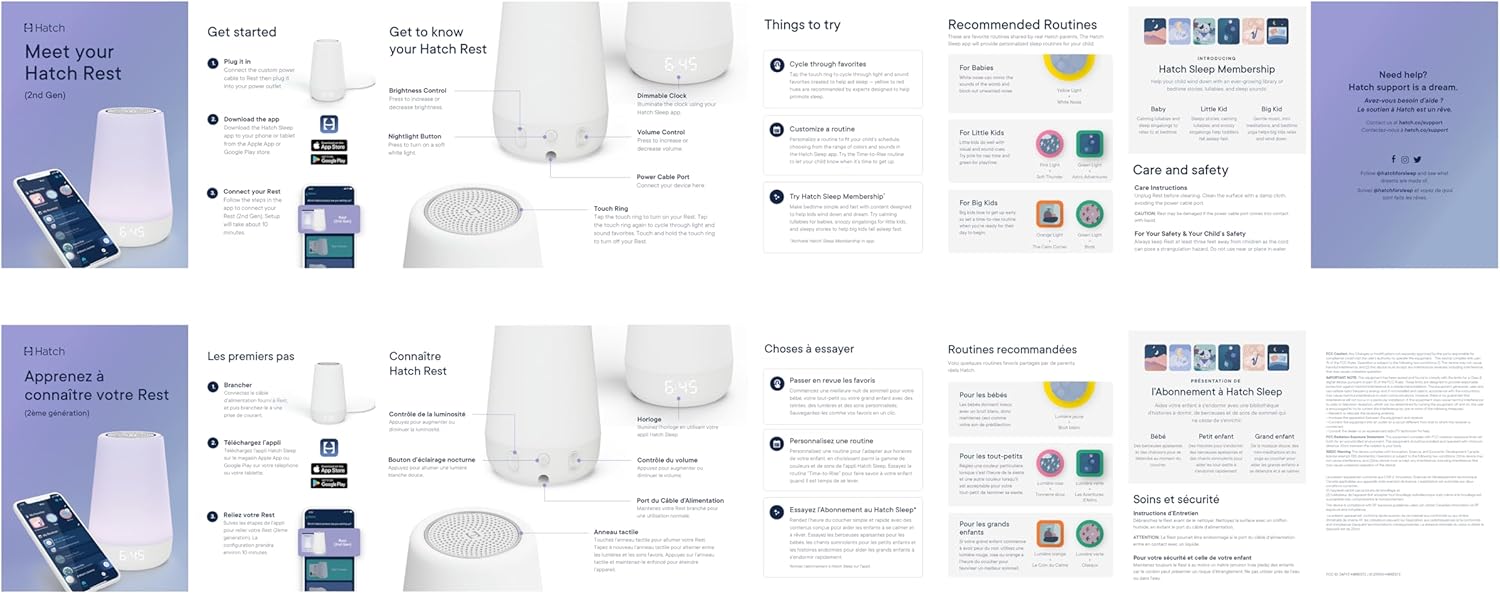 Hatch Rest Baby Sound Machine, Night Light | 2nd Gen | Registry Essential, Sleep Trainer, Routine Builder, Time - to - Rise Alarm Clock, White Noise Soother, Nursery Stories, Toddler Kids Bedroom (Wi - Fi) - 7DAY'S