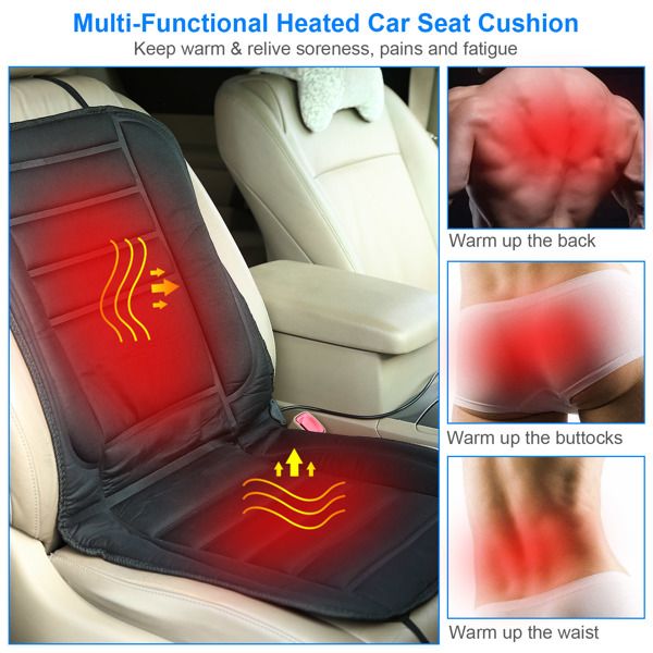 Heated Car Seat Cushion 12V Auto Seat Cover Warmer with Adjustable Temperature Controller for Cars Trucks Vans SUV - 7DAY'S