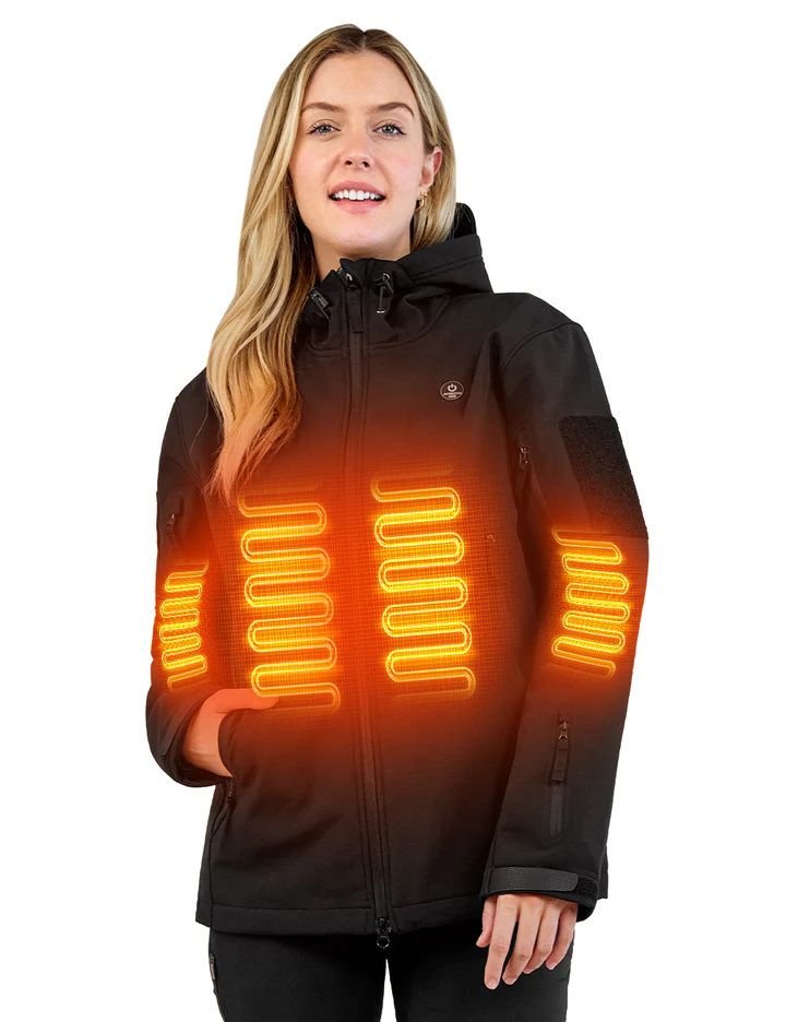 Heated Jacket for Women, ANTARCTICA GEAR Winter Coat with 12V 16000mAh Battery Pack, Soft Shell Heating Hood Jacket - 7DAY'S