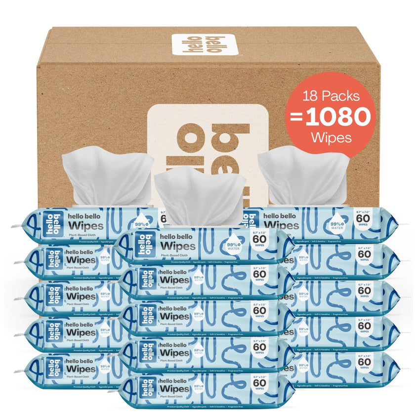 Hello Bello Extra Gentle Unscented Baby Wipes, Plant Based, Made with 99% Water and Aloe for Babies and Kids, 720 Count - 7DAY'S