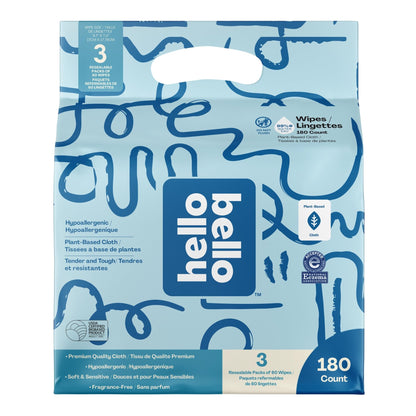 Hello Bello Extra Gentle Unscented Baby Wipes, Plant Based, Made with 99% Water and Aloe for Babies and Kids, 720 Count - 7DAY'S