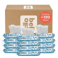 Hello Bello Extra Gentle Unscented Baby Wipes, Plant Based, Made with 99% Water and Aloe for Babies and Kids, 720 Count - 7DAY'S