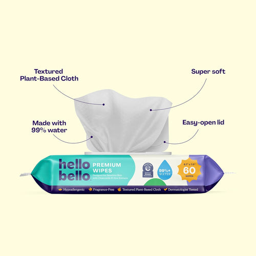 Hello Bello Extra Gentle Unscented Baby Wipes, Plant Based, Made with 99% Water and Aloe for Babies and Kids, 720 Count - 7DAY'S