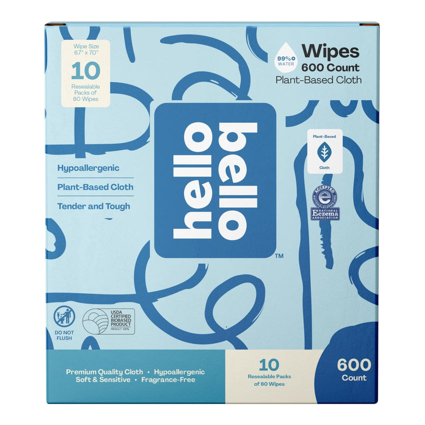 Hello Bello Extra Gentle Unscented Baby Wipes, Plant Based, Made with 99% Water and Aloe for Babies and Kids, 720 Count - 7DAY'S