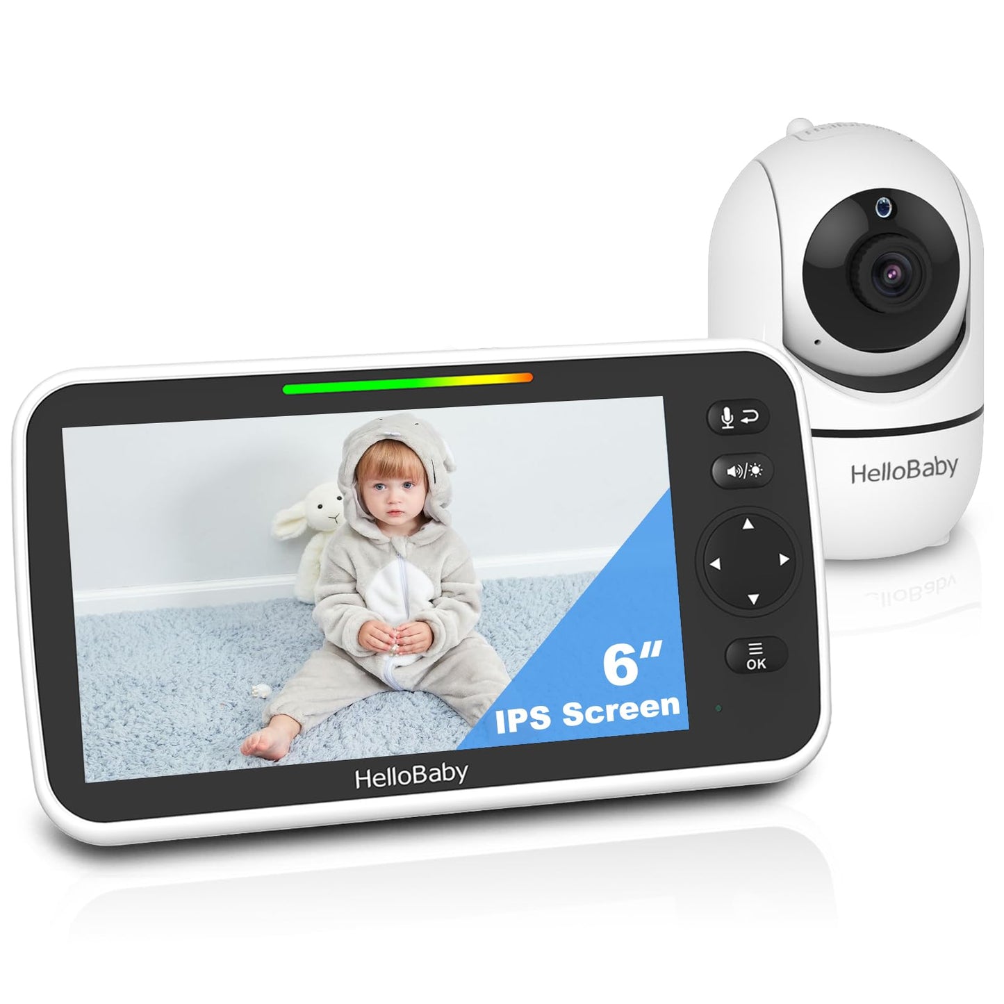 HelloBaby No WiFi Baby Monitor 5" Screen 30 - Hour Battery Pan - Tilt - Zoom Video Upgrade with Camera and Audio, Night Vision, VOX, 2 - Way Talk, 8 Lullabies and 1000ft Range - 7DAY'S