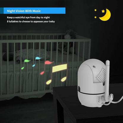 HelloBaby No WiFi Baby Monitor 5" Screen 30 - Hour Battery Pan - Tilt - Zoom Video Upgrade with Camera and Audio, Night Vision, VOX, 2 - Way Talk, 8 Lullabies and 1000ft Range - 7DAY'S