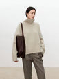High neck cashmere sweater for women loose and thick with Woolen sweater with a knitted base - 7DAY'S