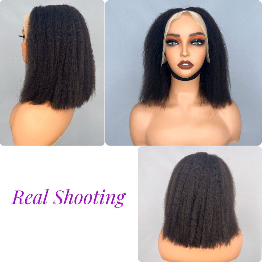 High Quality 13x4 Lace Frontal Glueless Wigs Human Hair Kinky Straight 4x4 HD Lace Closure Wig 4C Edge Baby Hair Brazilian Bob - 7DAY'S