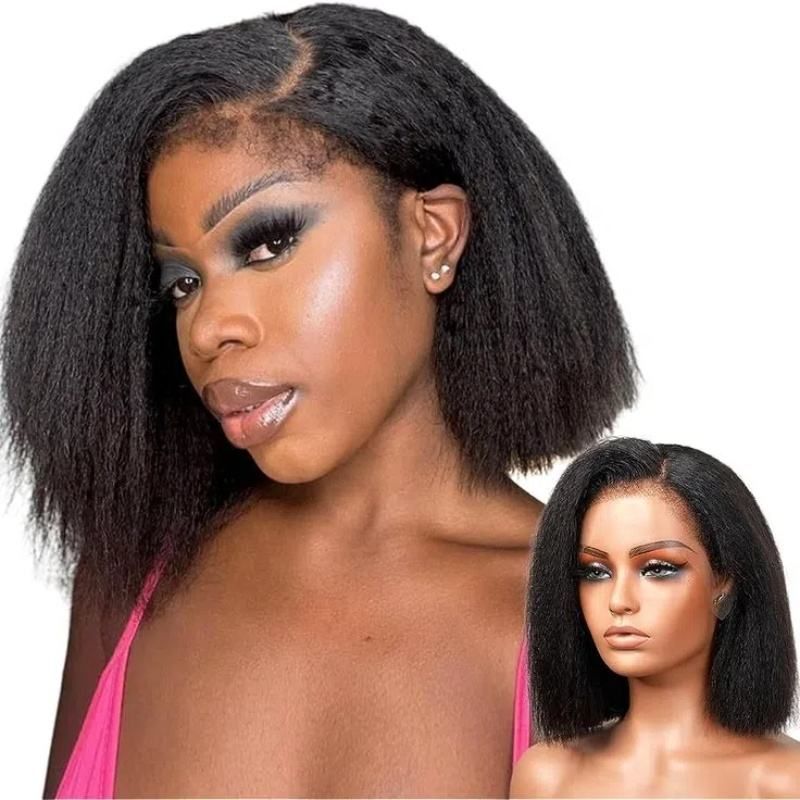 High Quality 13x4 Lace Frontal Glueless Wigs Human Hair Kinky Straight 4x4 HD Lace Closure Wig 4C Edge Baby Hair Brazilian Bob - 7DAY'S