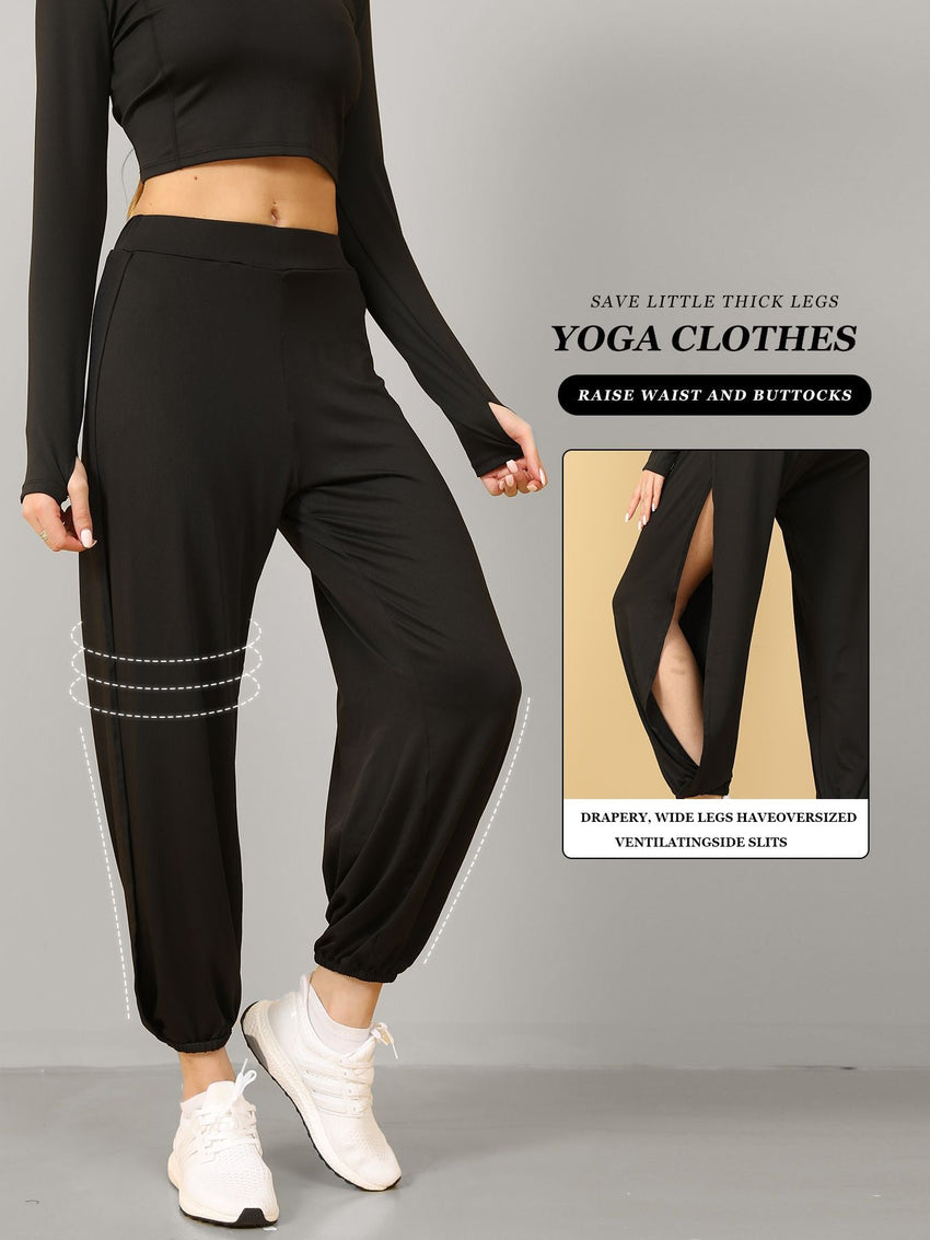 High Slit Boho Harem Yoga Pants for Women – Flowy, Trendy & Comfortable - 7DAY'S
