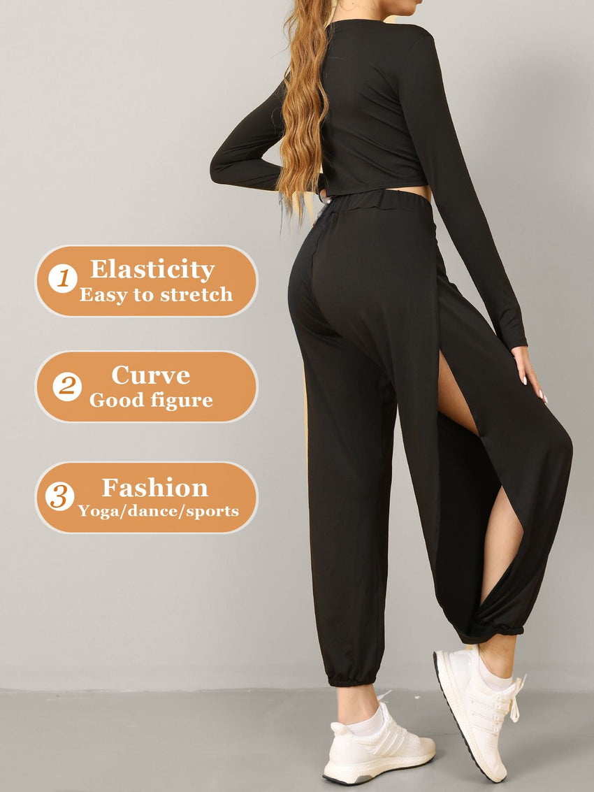 High Slit Boho Harem Yoga Pants for Women – Flowy, Trendy & Comfortable - 7DAY'S