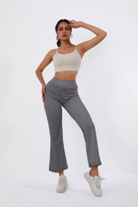 High - Waisted Houndstooth Flare Trousers – Sleek Fit, Comfy Stretch, Classy Look - 7DAY'S