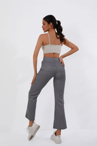 High - Waisted Houndstooth Flare Trousers – Sleek Fit, Comfy Stretch, Classy Look - 7DAY'S