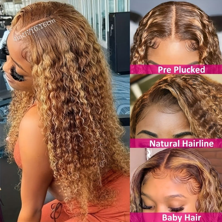 Highlight Wig Human Hair hd Lace Wig 13x6 curly wigs s For Women 13x4 Deep Water Wave Brazilian blonde Lace Front Wig - 7DAY'S