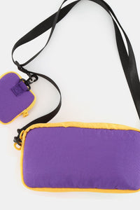 Himawari Removable Strap Nylon Crossbody Bag with EarPods Bag - 7DAY'S