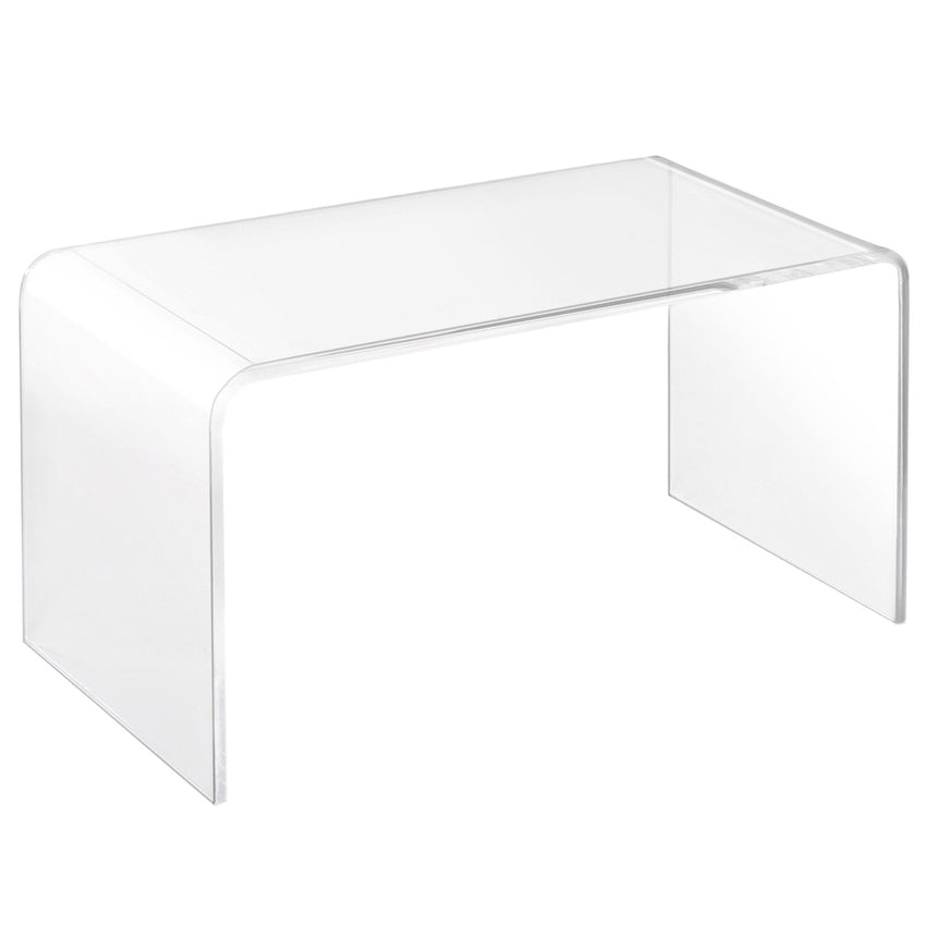 HOMCOM 32" Clear Acrylic Coffee Table, 0.5In Thick C - Shape Waterfall End Coffee Table, Multipurpose Lucite Tea Table for Living Room - 7DAY'S