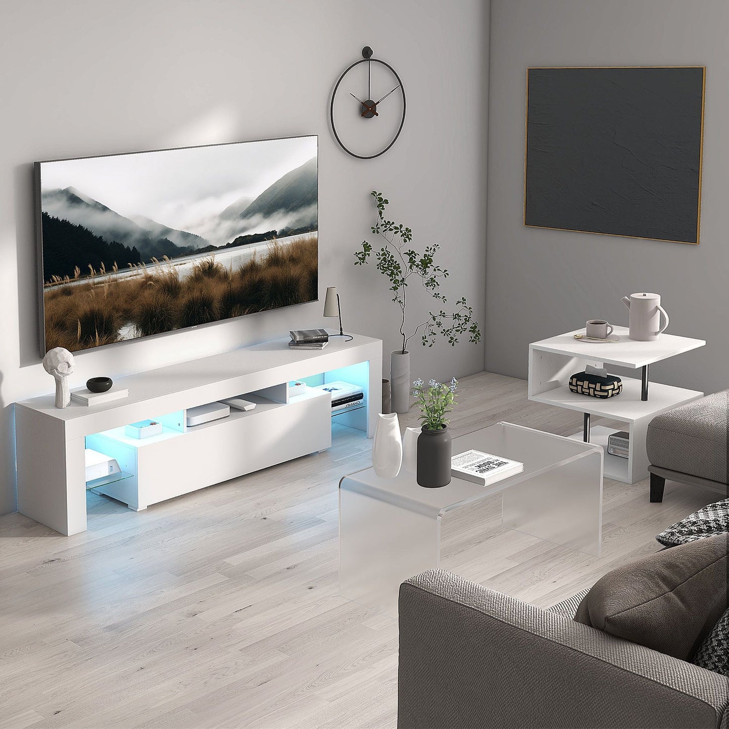 HOMCOM 32" Clear Acrylic Coffee Table, 0.5In Thick C - Shape Waterfall End Coffee Table, Multipurpose Lucite Tea Table for Living Room - 7DAY'S
