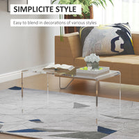 HOMCOM 32" Clear Acrylic Coffee Table, 0.5In Thick C - Shape Waterfall End Coffee Table, Multipurpose Lucite Tea Table for Living Room - 7DAY'S