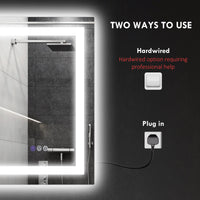 HOMCOM Dimmable Bathroom Mirror with Lights, 32" x 24" Backlit/Front Lit LED Mirror, Anti - Fog, Memory, Infinite Color Temp - 7DAY'S