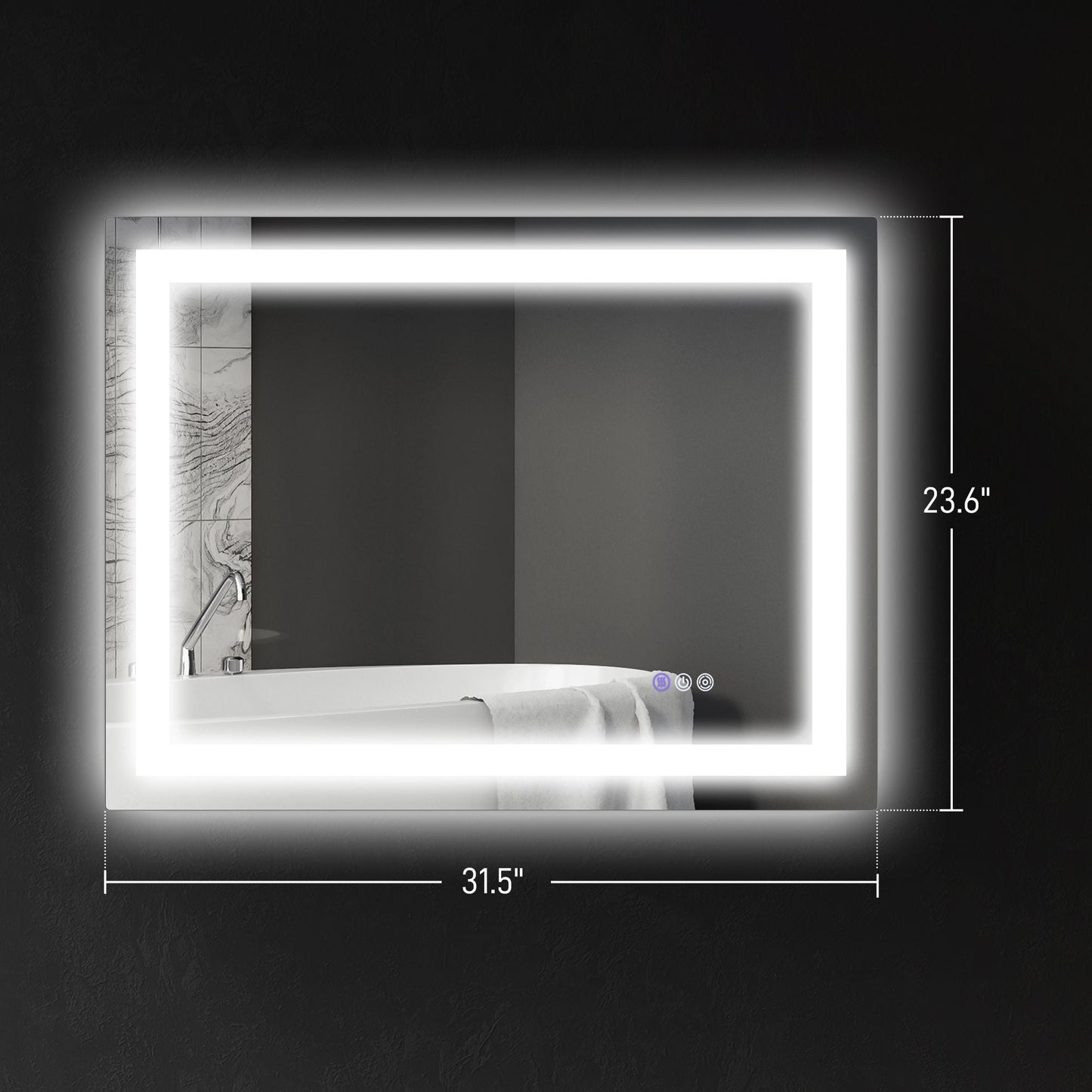 HOMCOM Dimmable Bathroom Mirror with Lights, 32" x 24" Backlit/Front Lit LED Mirror, Anti - Fog, Memory, Infinite Color Temp - 7DAY'S
