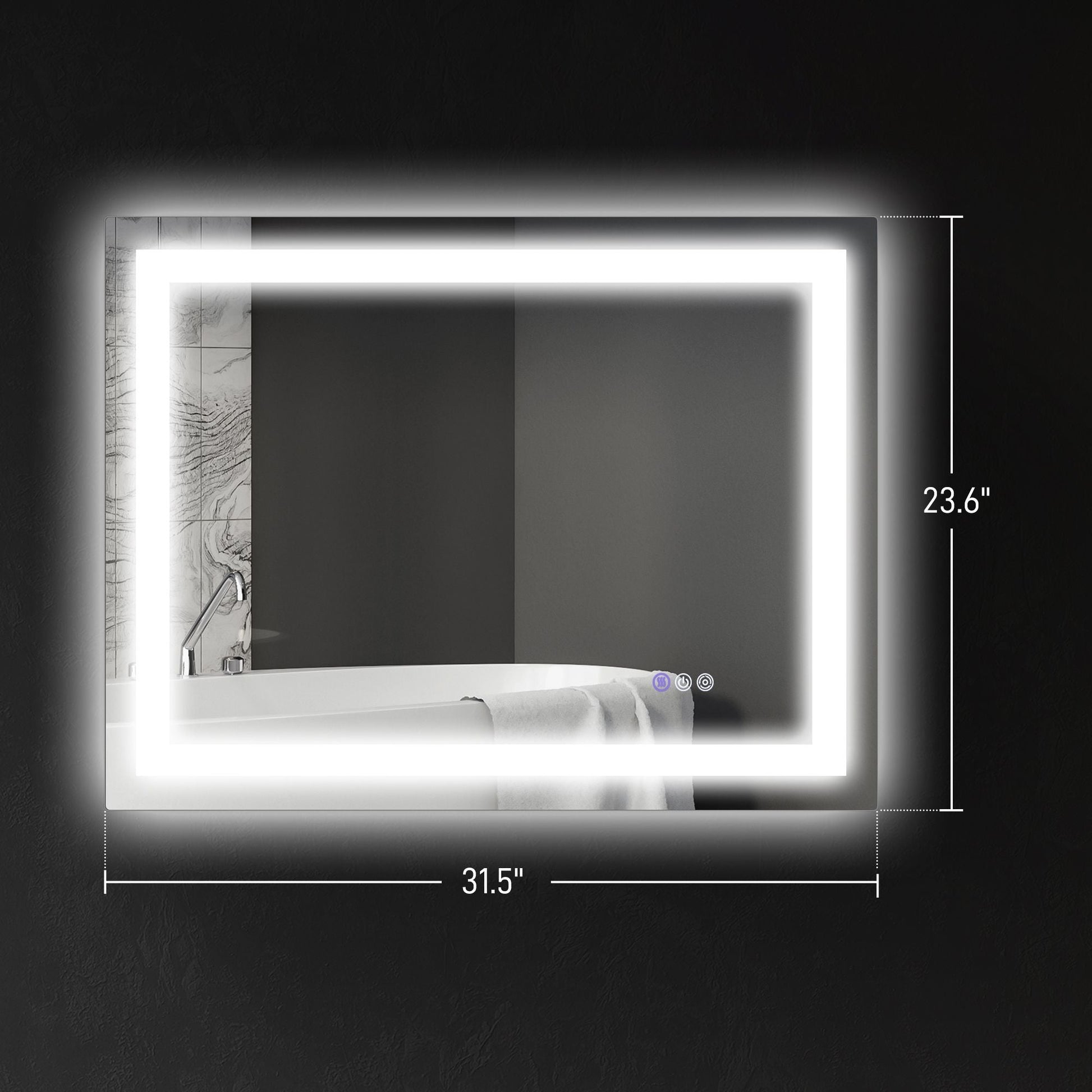 HOMCOM Dimmable Bathroom Mirror with Lights, 32" x 24" Backlit/Front Lit LED Mirror, Anti - Fog, Memory, Infinite Color Temp - 7DAY'S