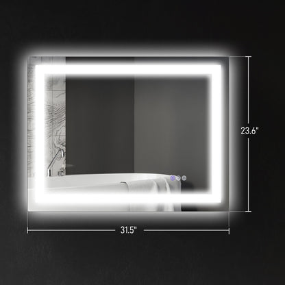 HOMCOM Dimmable Bathroom Mirror with Lights, 32" x 24" Backlit/Front Lit LED Mirror, Anti - Fog, Memory, Infinite Color Temp - 7DAY'S