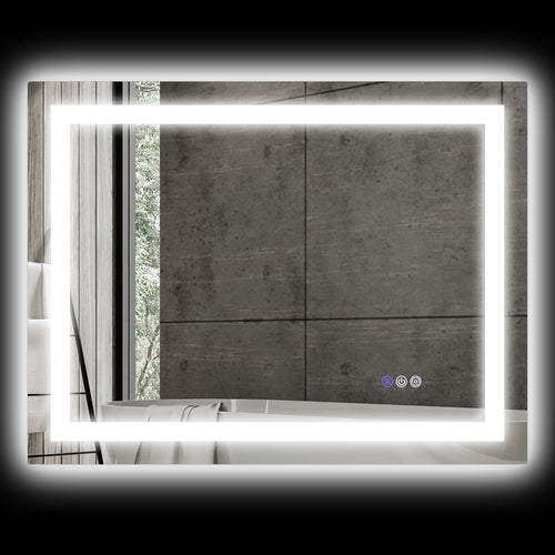 HOMCOM Dimmable Bathroom Mirror with Lights, 32" x 24" Backlit/Front Lit LED Mirror, Anti-Fog, Memory, Infinite Color Temp