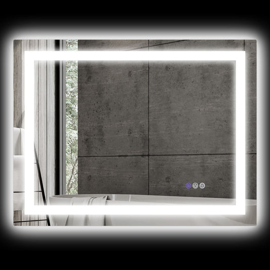 HOMCOM Dimmable Bathroom Mirror with Lights, 32" x 24" Backlit/Front Lit LED Mirror, Anti - Fog, Memory, Infinite Color Temp - 7DAY'S