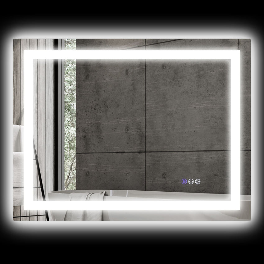 HOMCOM Dimmable Bathroom Mirror with Lights, 32" x 24" Backlit/Front Lit LED Mirror, Anti - Fog, Memory, Infinite Color Temp - 7DAY'S