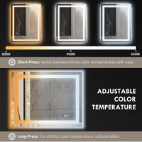 HOMCOM Dimmable Bathroom Mirror with Lights, 32" x 24" Backlit/Front Lit LED Mirror, Anti - Fog, Memory, Infinite Color Temp - 7DAY'S