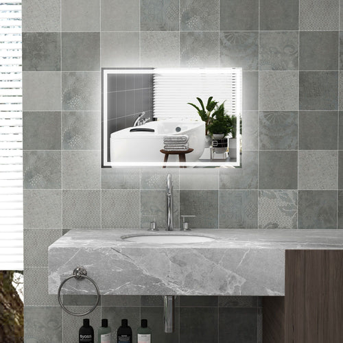 HOMCOM LED Bathroom Vanity Mirror 32x24 Inch Smart Touch Dimmable 3 Colors Makeup Mirror - 7DAY'S
