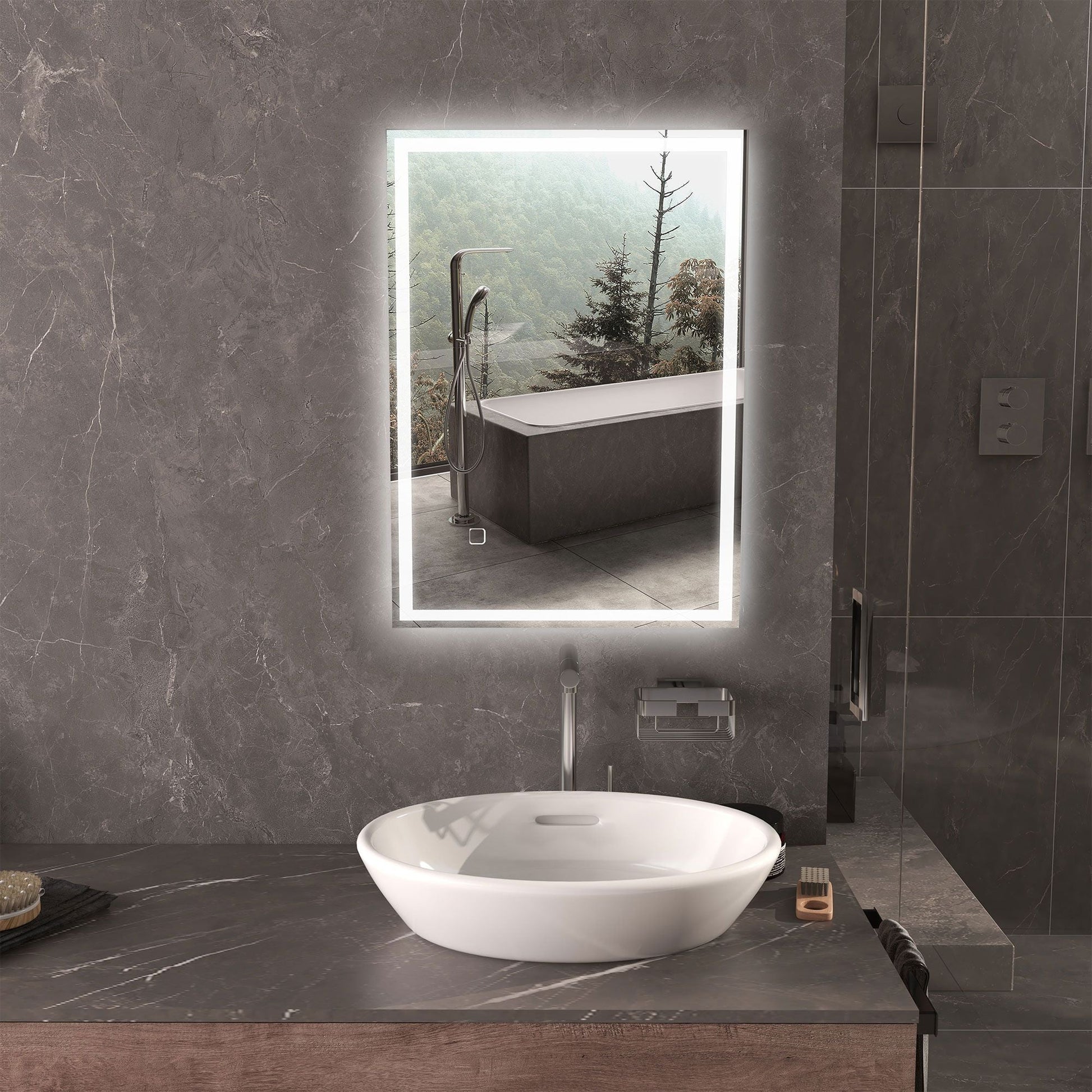 HOMCOM LED Bathroom Vanity Mirror 32x24 Inch Smart Touch Dimmable 3 Colors Makeup Mirror - 7DAY'S