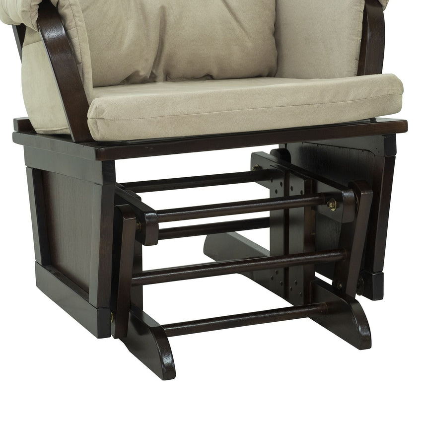 HOMCOM Nursery Glider Rocking Chair with Ottoman, Thick Padded Cushion Seating and Wood Base, Cream White - 7DAY'S
