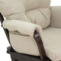 HOMCOM Nursery Glider Rocking Chair with Ottoman, Thick Padded Cushion Seating and Wood Base, Cream White - 7DAY'S