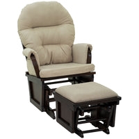 HOMCOM Nursery Glider Rocking Chair with Ottoman, Thick Padded Cushion Seating and Wood Base, Cream White - 7DAY'S